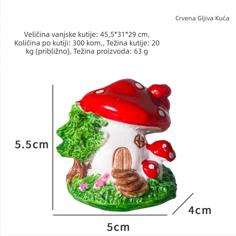 Kuca gljiva za mikropejzaž - Crtana PVC figurica Little jiaola, pakirana u PE vrećicu