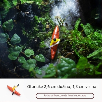 Figurica kajaka od smole – mahov mikropejzažni dekor, moderan minimalistički stil, kod 020