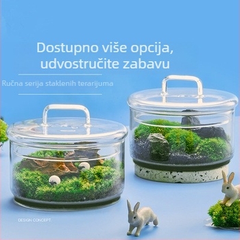 Terrarium s živim mahom — mikropejzaž mahom u staklenu posudu od borosilikatnog stakla, DIY unutarnja dekoracija