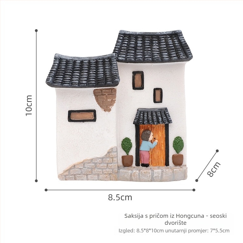 Posuda od smole za sukulente s mikro-krajolikom i motivom arhitekture Hongcun | Marka Roogo/if | Ručni rad od smole | Pakirano pojedinačno