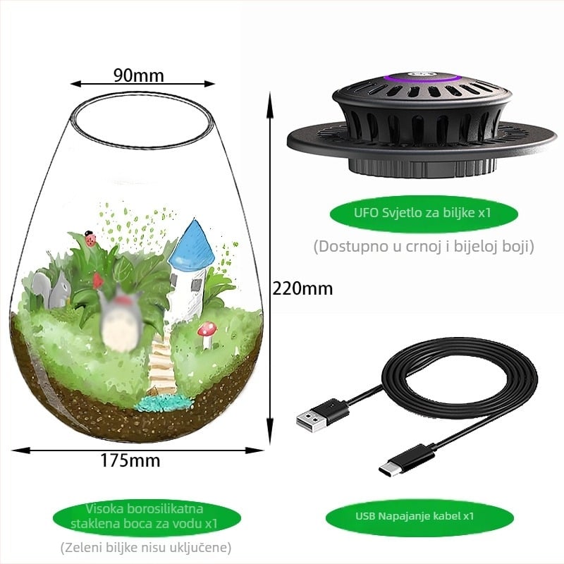 Fanong Set lampe za biljke s kapljicom od visokoborosilikatnog stakla za mikro krajolik ekološki spremnik
