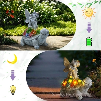 Lampa-skulptura Kornjača cvjetna vila — smola, Eden, moderni umjetnički stil