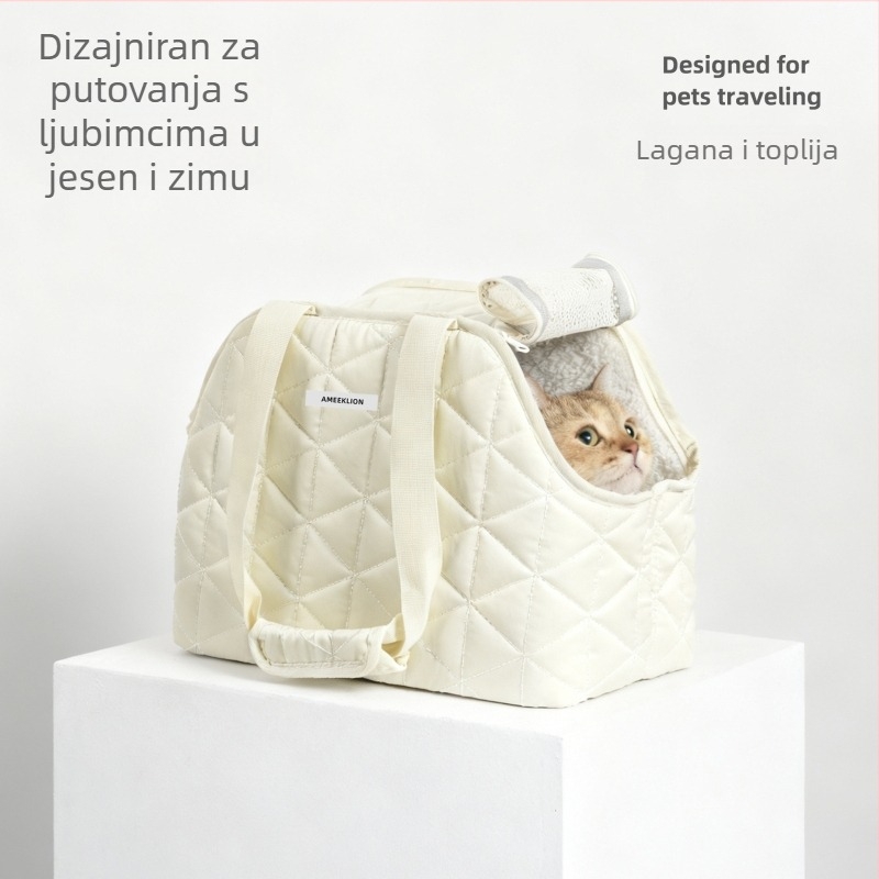 Torba za nošenje kućnih ljubimaca s otvorom za glavu, vanjski Peach Skin materijal, unutarnja Arctic Velvet podstava, pogodna za mačke do 4,5 kg ili male pse do 3,5 kg