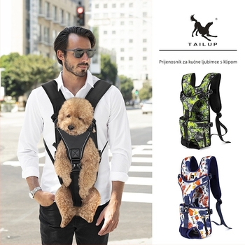 TAILUP Torbica za pse na prsima sa kopčom — Prilagodljiva torba za pse s kamuflažnim uzorkom, Oxford tkanina