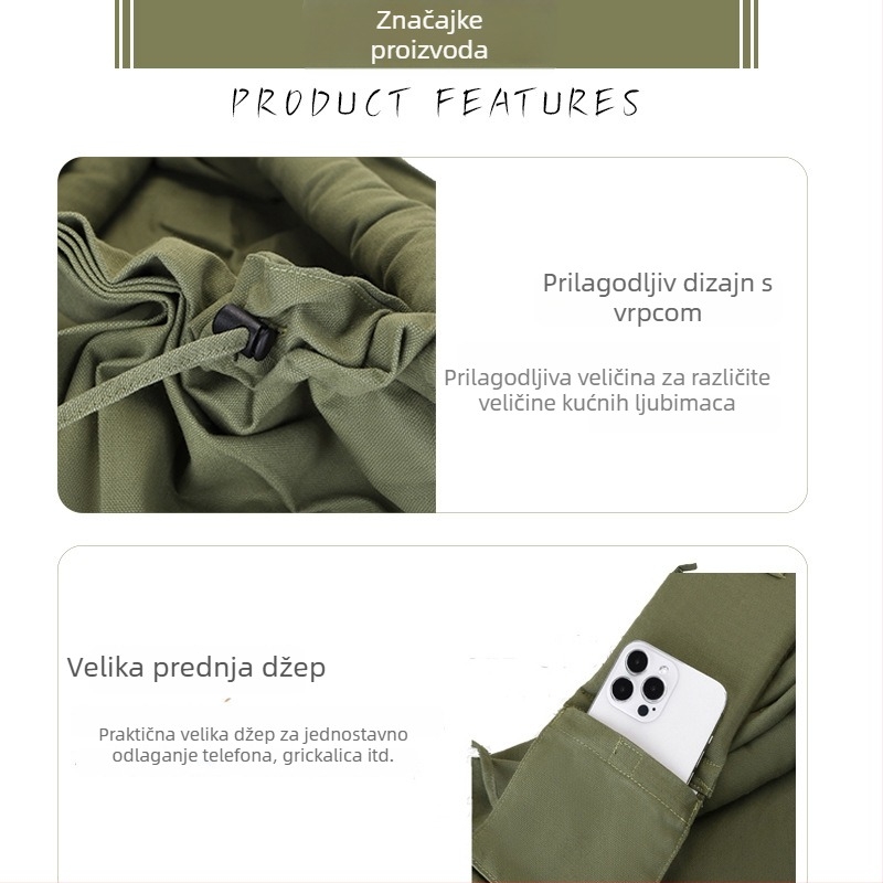 Torba za pse s velikim kapacitetom, crossbody dizajn za izlaske, platno