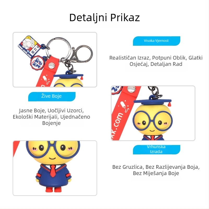 Maskota ključni lanac, 3D drip gel dizajn, PVC mekani gel, metalni privjesak, prilagodljiv otisku logotipa
