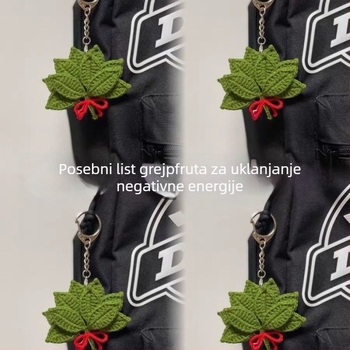 Privjesak za ključeve s motivom lista grejpfruta, ručno heklan, plišni materijal, sladak stil