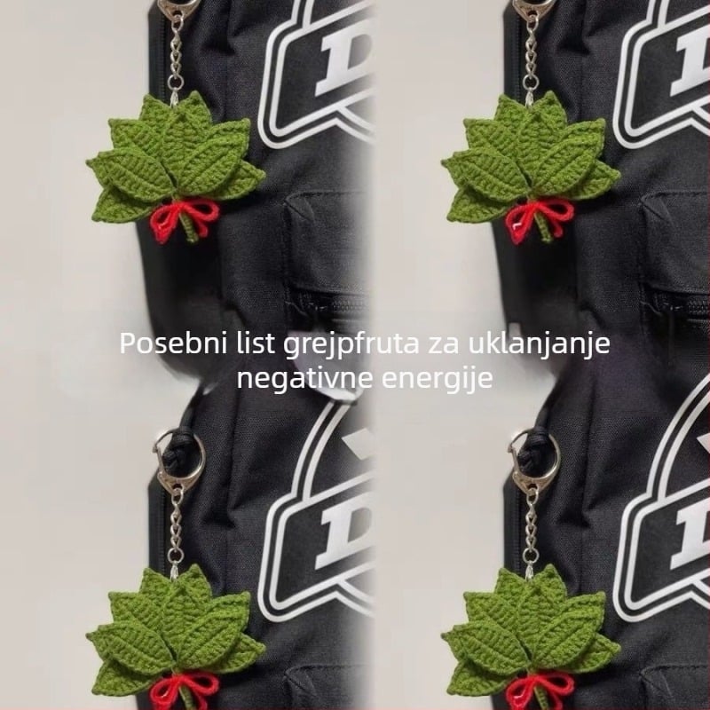 Privjesak za ključeve s motivom lista grejpfruta, ručno heklan, plišni materijal, sladak stil