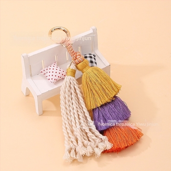 Kljucni privjesak s resicama, ručno tkan, metal/poliester, boemski stil, Yiwu podrijetlo