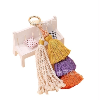 Kljucni privjesak s resicama, ručno tkan, metal/poliester, boemski stil, Yiwu podrijetlo