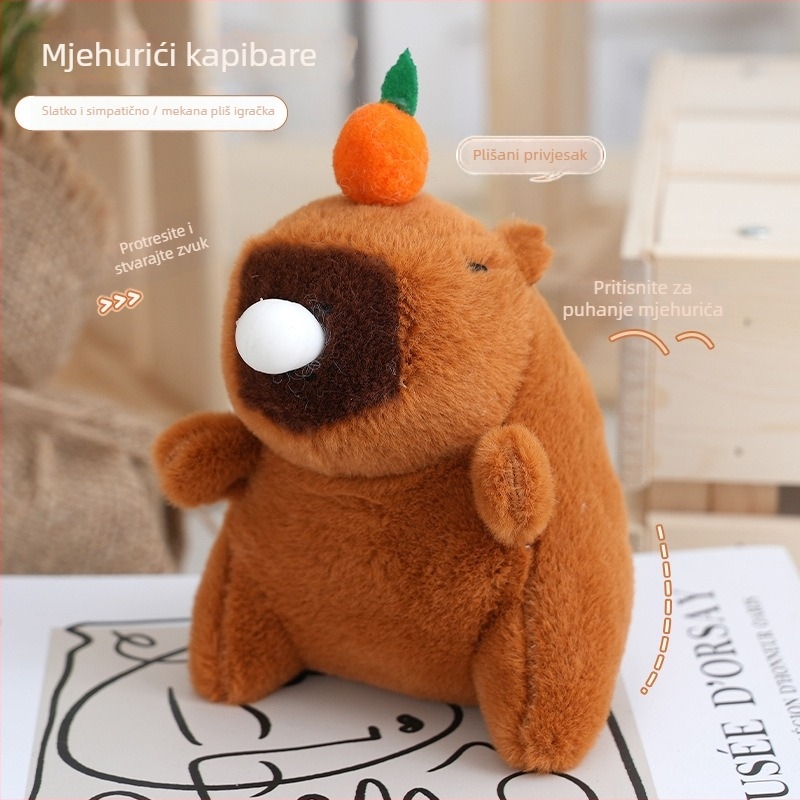 Kapibara plišani ključni privjesak – kratki pliš, PP pamuk punilo, prilagođene uzorke, za uzrast 7–14