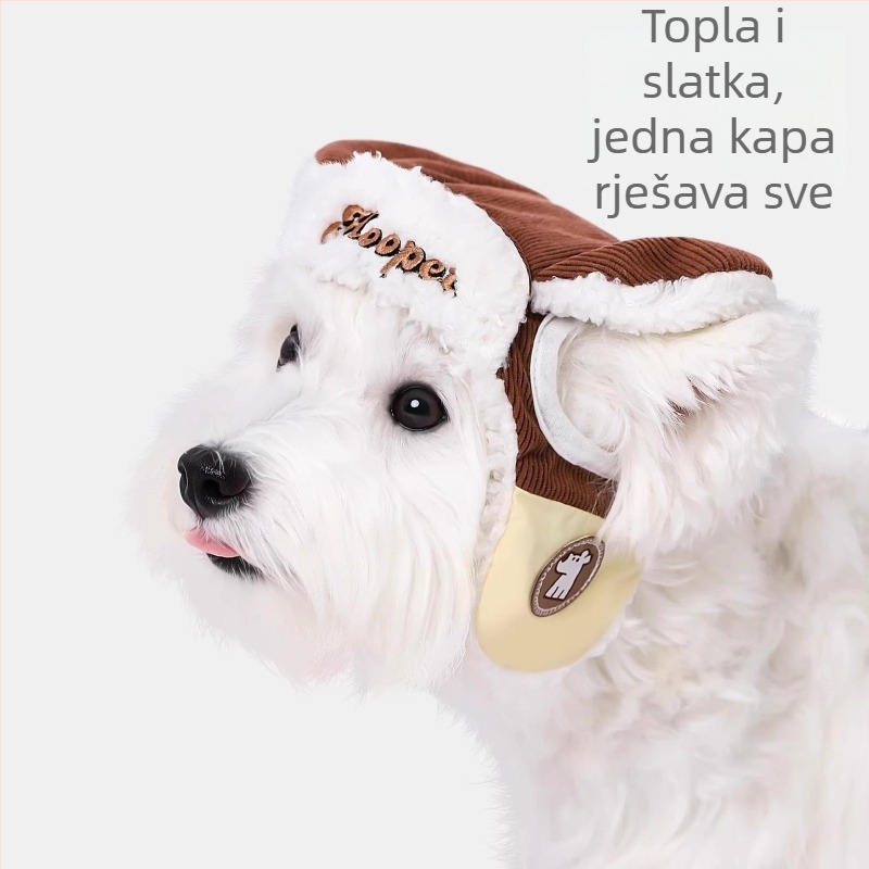 Šešir za kućne ljubimce u stilu Lei Feng za mačke i pse | poliester/nylon, univerzalna prilagodba, jesensko-zimska toplina za šetnju na otvorenom