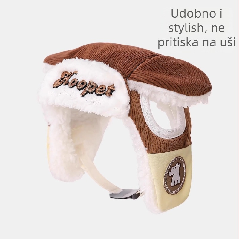 Šešir za kućne ljubimce u stilu Lei Feng za mačke i pse | poliester/nylon, univerzalna prilagodba, jesensko-zimska toplina za šetnju na otvorenom