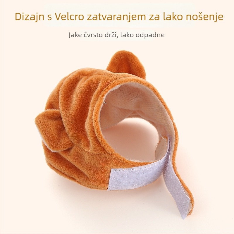 Mačja plišana kapa za glavu s Velcro – lako skidanje i pranje, za proljeće i jesen
