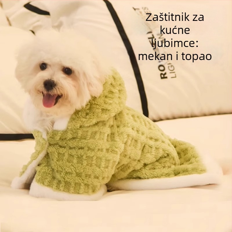 Jesensko-zimska kapuljača za pse, za male i srednje pse, Bichon, karirani uzorak