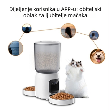 PF5 Pametni hranilnik za kućne ljubimce s dvostrukim zdjelicama, Wi‑Fi video nadzor, kontrola putem aplikacije, odvojivi dizajn, težina 1,9 kg