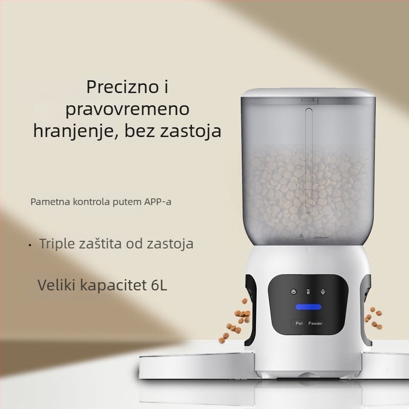 PF5 Pametni hranilnik za kućne ljubimce s dvostrukim zdjelicama, Wi‑Fi video nadzor, kontrola putem aplikacije, odvojivi dizajn, težina 1,9 kg