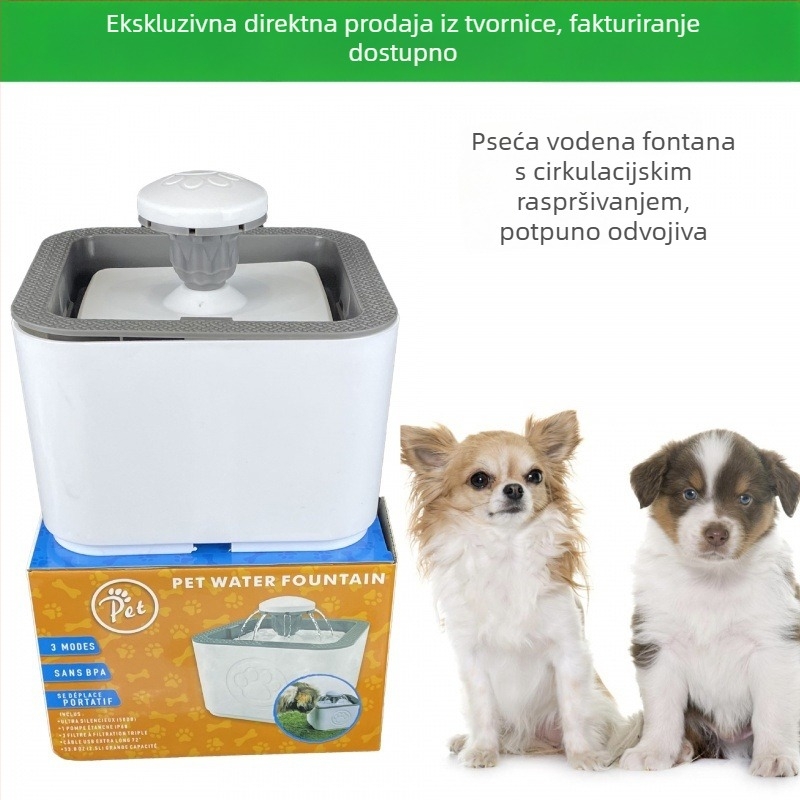 Inteligentna automatska fontana za vodu za kućne ljubimce (mačke i psi) s kruženjem vode — model 8800, težina 715 g, uklonjiva, bez podrške aplikacije, uključuje filtr od pamuka i vodenu pumpu