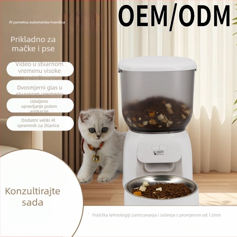 Automatska hranilica za kućne ljubimce s tajmerom i kontrolom porcija za mačke i pse, podrška za aplikacije, odvojiva, univerzalna kompatibilnost, 1.58 kg