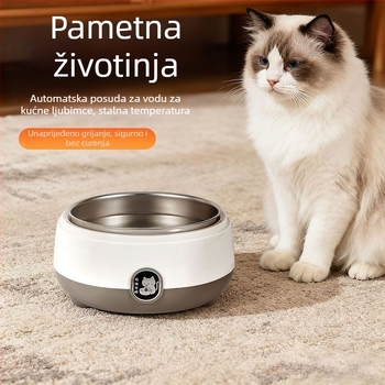Dispenser za vodu za mačke s grijačem – konstantna temperatura, automatska regulacija za zimu, mini veličina, unutarnji nehrđajući čelik