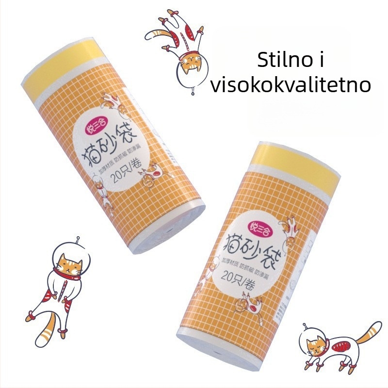 Vrećice za otpad mačje toaletne posude, debeli HDPE, s užetom, jednokratne, paket 50