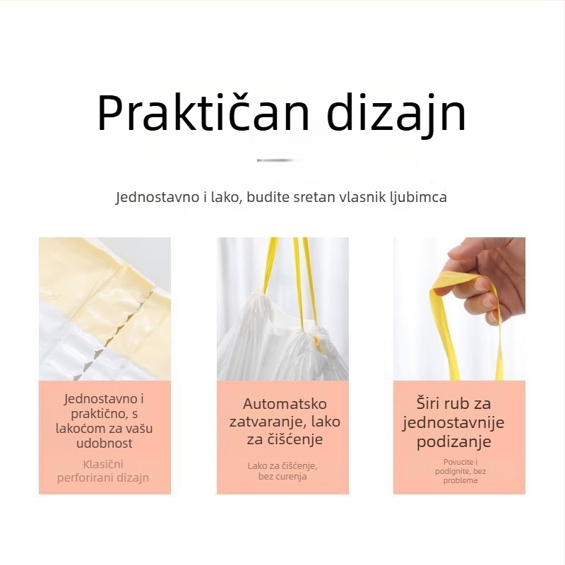 Vrećice za otpad mačje toaletne posude, debeli HDPE, s užetom, jednokratne, paket 50