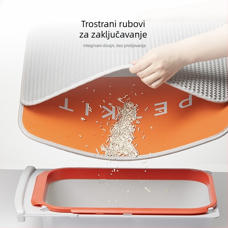 PETKIT Xiaopei podloga za mačju toaletu za kontrolu pijeska – dvostruki filter, kružnog oblika, velika, PVC