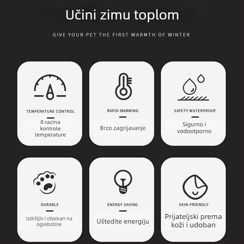 Električna grijna podloga za pse, pliš materijal, nije periva