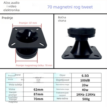 Magnetski rog tweeter pogonska jedinica za profesionalnu pozornicu i KTV zvuk, stereo