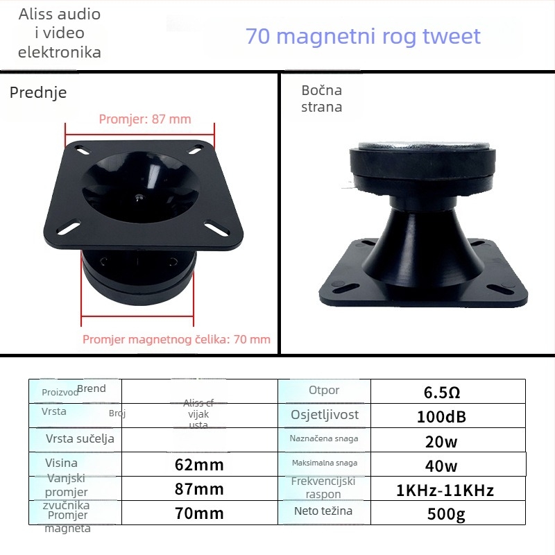 Magnetski rog tweeter pogonska jedinica za profesionalnu pozornicu i KTV zvuk, stereo
