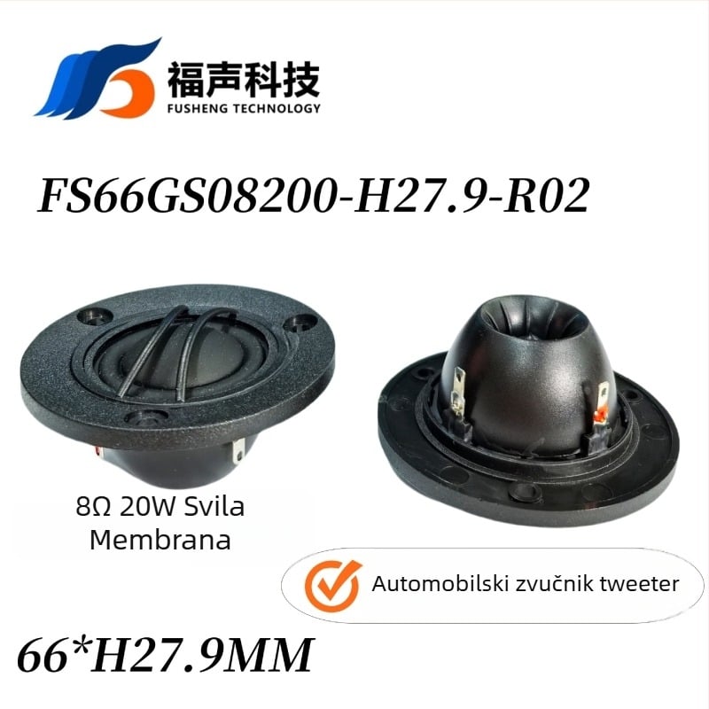 Tweeter jedinica: svilenkasta membrana, neodimijski magnet, 8 Ω, 20 W, koaksijalna konstrukcija