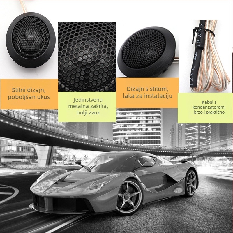 Auto audio visokotonac (tweeter), model Tweeter, impedance 4 Ω, osjetljivost 91 dB, univerzalna kompatibilnost.