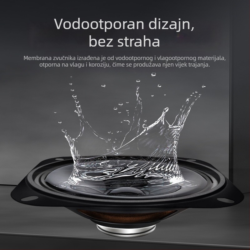 ERQU koaksijalni kompozitni zvučnik, membrana od nepapirnog materijala, vanjski magnetski krug, smjer NS, frekvencijski opseg 96 Hz–11 kHz