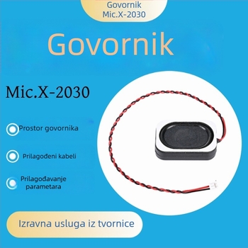 Ovalni auto zvučnik s punim rasponom i visokim tonovima, omnidirekcionalan, 8 Ω, 1 W, Mc.X-2030