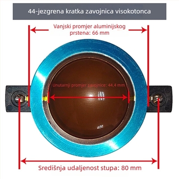 44-navojni tweeter s glasovnom zavojnicom, diafragma 44,5 mm, horn drajver s kratkim okvirom, visoka snaga, polimerna kompozitna membrana