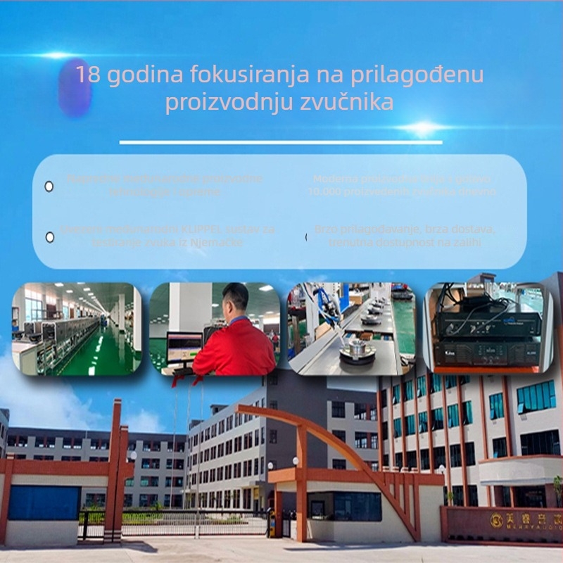 65-ero neodimijski magnet, plava filmska membrana, visokopojasni rog-kompresijski pogon, 15–18 inča, profesionalni zvuk