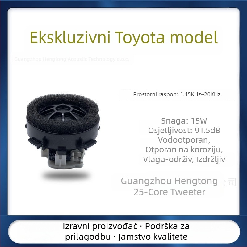 Tweeter automobila s 25-jezgrom za Toyota auto audio, Toyota-specifično, OEM logotip prilagodba, visoka vjernost, 15W, 4Ω, 91.5 dB