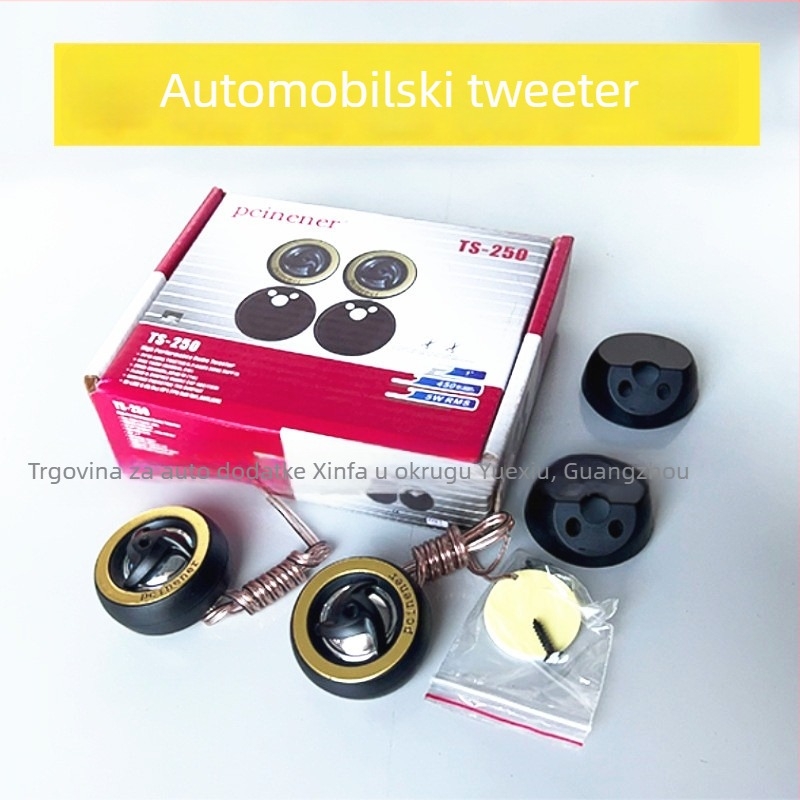 TS250 auto tweeter par – model S250, snaga 120W, impedancija 4Ω, osjetljivost 90dB, napajanje 12V