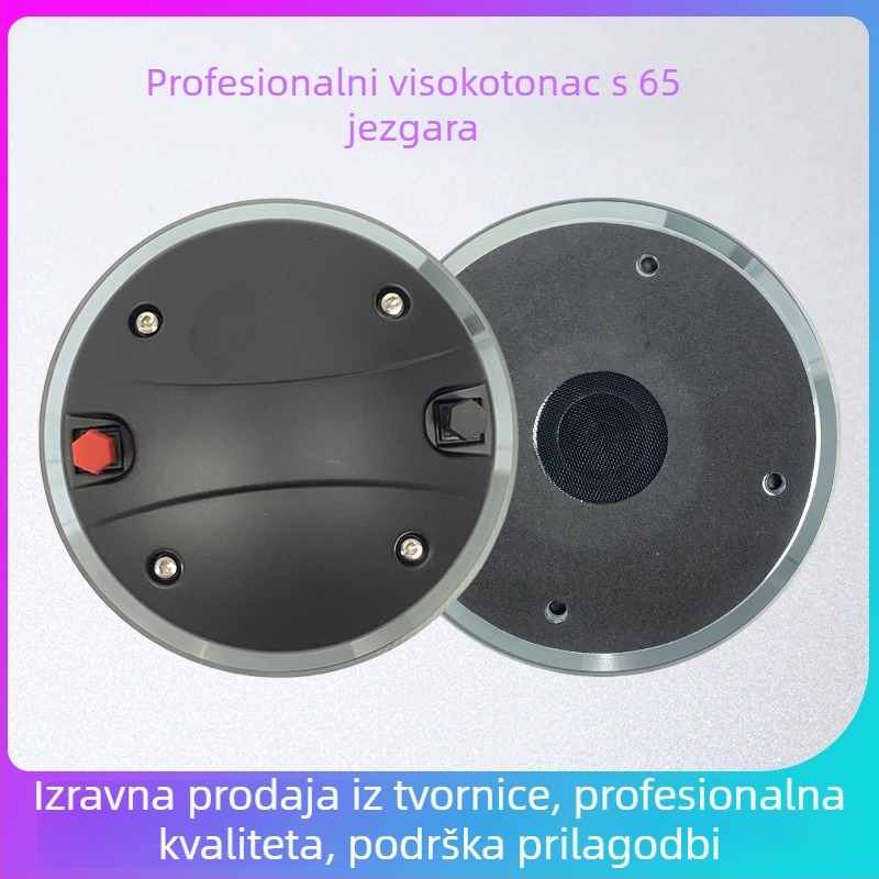 Tweeter pogonska jedinica — 65-jezgri ferritni magnet; titanijska membrana; kompatibilno sa svim vrstama zvučnika