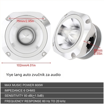 Automobilski aluminijski tweeter zvučnik Mk-4.1, univerzalna kompatibilnost, 80W, 4Ω, 12V, -40-20Hz