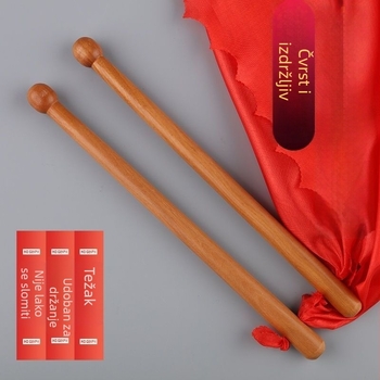 Paličice za struk bubanj, par – drvo jujube (jujube wood), model 2, srebrna površina, zlatni premaz, paket 2