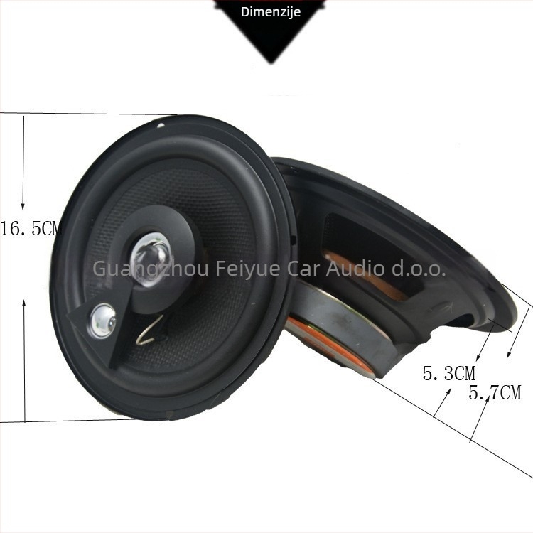 GTO603 automatski koaksijalni zvučnik, univerzalna kompatibilnost, 4 Ω, 20 W, raspon frekvencija 35 Hz–40 kHz, osjetljivost 92 dB