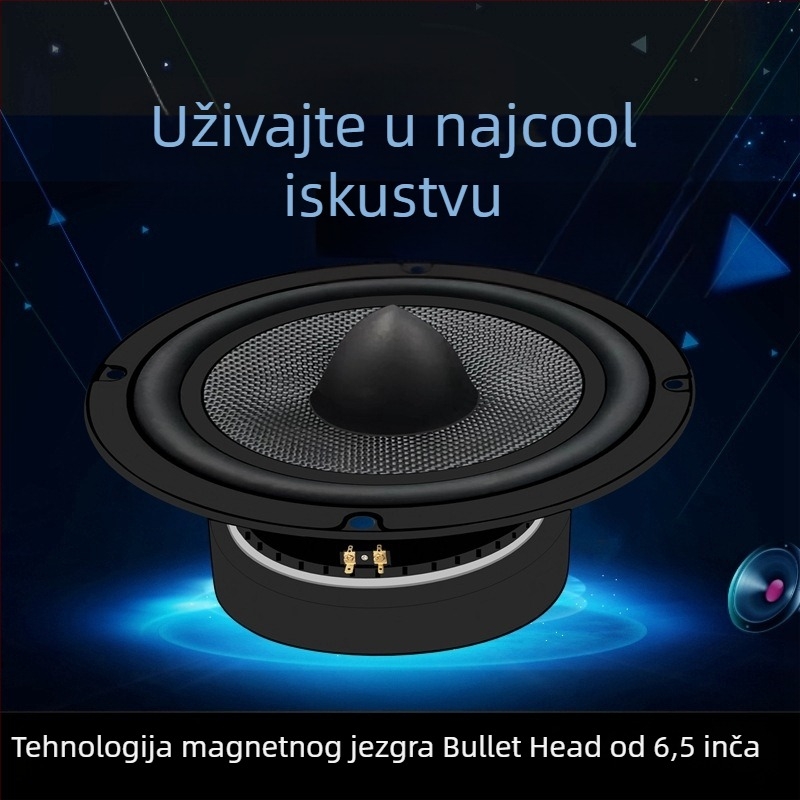 Auto audio subwoofer s karbonskom vlaknom membranom, 8 Ω impedance, 30/50 W snage, koaksijalni kompozitni dizajn, frekvencijski raspon 10–30000 Hz