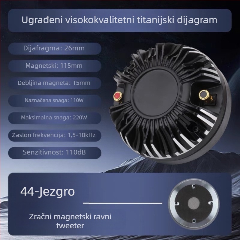 Kocin 3855ca Audio dodatak — visokotonski drajver za kazališne zvučnike, aluminijsko kućište