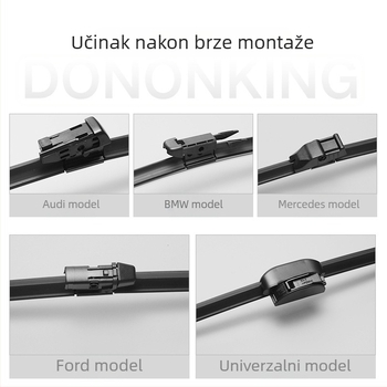 Model D-09 univerzalni brisač bez okvira, set od 100 komada s nosačem za izlaganje i zamjenjivim kopčama, guma