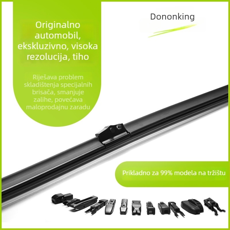 Model D-09 univerzalni brisač bez okvira, set od 100 komada s nosačem za izlaganje i zamjenjivim kopčama, guma