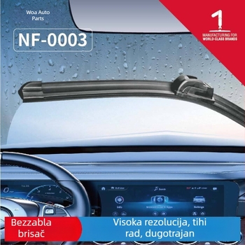 Automobilski brisač stakla NF-0003, Boneless, univerzalni U-oblik, prirodna guma, cijeli raspon brisanja