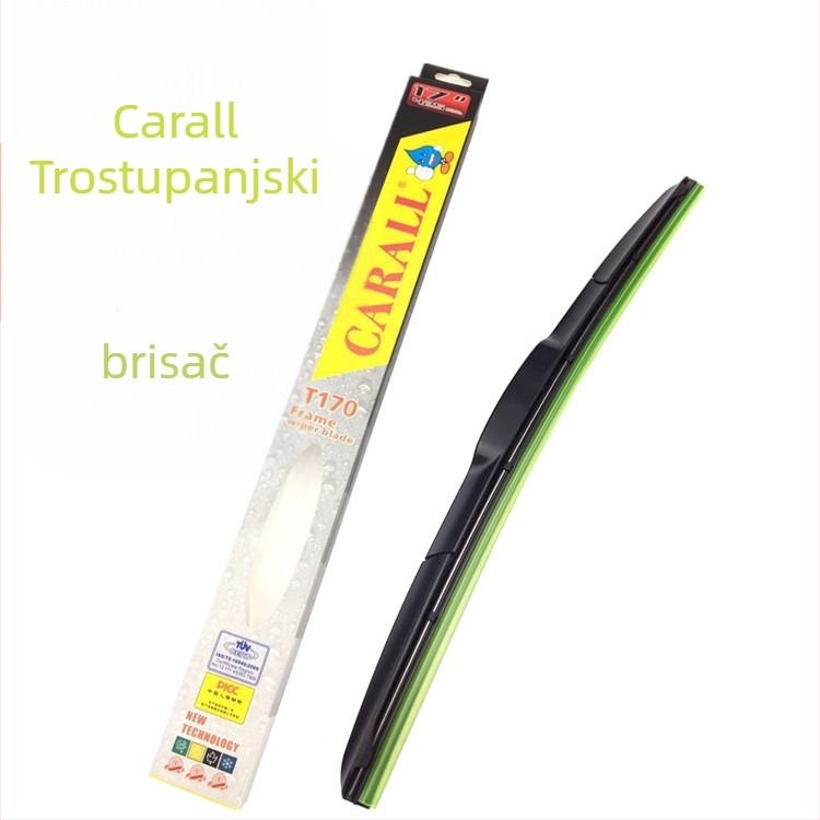 Carl bez okvira univerzalni trodimenzionalni U-oblik brisač stakla, model T170, kompatibilan s nosačima 350–650, kut brisanja 180°, uvođena gumena traka