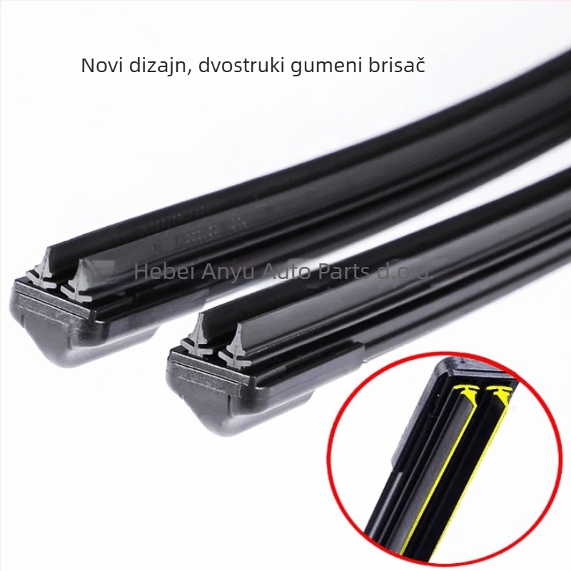 Bezokvirni automobilni brisač, dvostrani, od plastike
