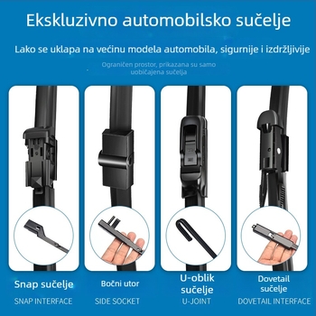 Bezramski univerzalni brisač za auto za prednje staklo, universalni model, kompatibilan s 4-armom, kut brisanja 4, materijal 4